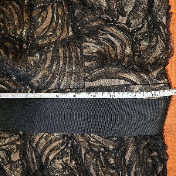 Tadashi Shoji Floral Black Gold Midi Cocktail Dress Size 6 - Picture 6 of 13